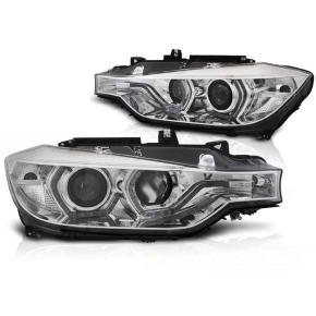 Halogen Scheinwerfer LED Angel Eyes passt für BMW 3er F30/F31 ab 2011-2015 Chrom