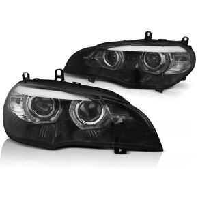 Xenon Scheinwerfer LED Angel Eyes passt für BMW X5 E70 ab 2007-2010 in Schwarz