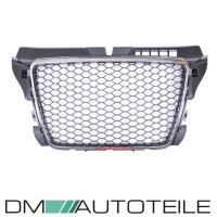 Kidney Grille Honeycomb Chrome Black fits on Audi A3 8P Face
