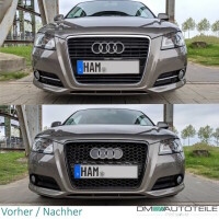 Set Badgeless Front Grille Grille Honeycomb +Fogs Cover Blac
