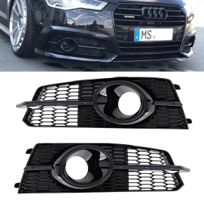 Set of Fog lights Cover black gloss complete fits on Audi A6 C7 S-Line up 2014-2018