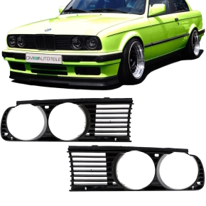 Set Front Headlight Headlamps Cover black gloss fits on BMW 3-Series E30 only Facelift up 1987