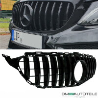 Kidney Front Grille + Fog Cover Set Black Gloss fits on Merc
