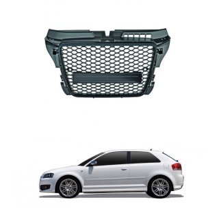 Kühlergrill Grill Front Waben Sport schwarz glanz für Audi A3 8P ab 2008 mit PDC