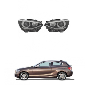 H7 Scheinwerfer Set Schwarz +LED Facelift Design für BMW 1er F20 F21 bis Bj 2015