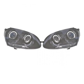 Set H7/H7 Angel Eyes Scheinwerfer Schwarz für VW...