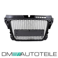 Badgeless Front Grille Grille Honeycomb Black Gloss fits Aud
