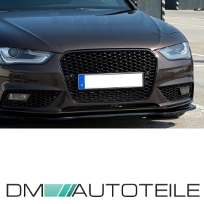Front Grille honeycomb Black gloss+ license plate holder suitable for Audi A4 B8 Facelift 11-15 + RS4