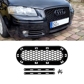 Badgeless Front Grille Ring Cover Emblem Honeycomb Black Gloss fits Audi A1 A3 A4 A5 A6