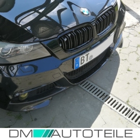 Doppelsteg Kühlergrill für BMW 3er E90 / E91 + LCI auch für M-Paket in Schwarz Glanz 