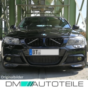 Doppelsteg Kühlergrill für BMW 3er E90 / E91 + LCI auch für M-Paket in Schwarz Glanz 