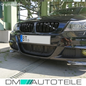 Doppelsteg Kühlergrill für BMW 3er E90 / E91 + LCI auch für M-Paket in Schwarz Glanz 