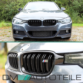 Doppelsteg-Kühlergrill für BMW 3er F30 / F31 auch für M3 in Schwarz Glanz 