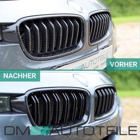 Kühlergrill Grill Doppelsteg für BMW 3er F30 F31 auch M3 Schwarz Glanz 