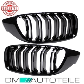 Doppelsteg-Kühlergrill für BMW 4er F32 / F33 / F36 auch für M4 in Schwarz Glanz