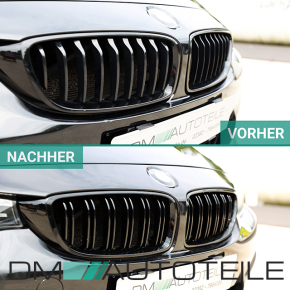 Doppelsteg-Kühlergrill für BMW 4er F32 / F33 / F36 auch für M4 in Schwarz Glanz