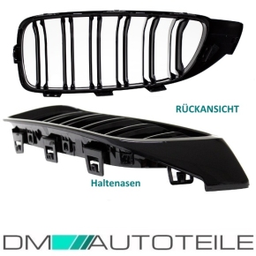 Doppelsteg-Kühlergrill für BMW 4er F32 / F33 / F36 auch für M4 in Schwarz Glanz