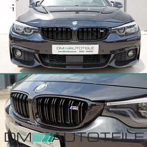 Doppelsteg Kühlergrill Grill für BMW 4er F32 F33 F36 Set Schwarz Glanz auch M4