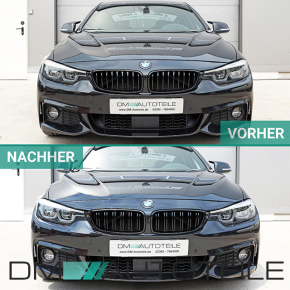 Doppelsteg Kühlergrill Grill für BMW 4er F32 F33 F36 Set Schwarz Glanz auch M4
