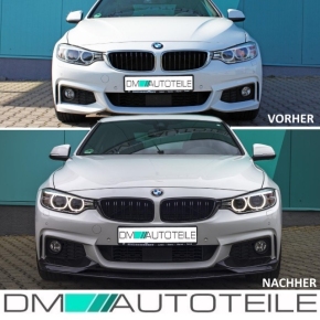 Doppelsteg Kühlergrill Grill für BMW 4er F32 F33 F36 Set Schwarz Glanz auch M4