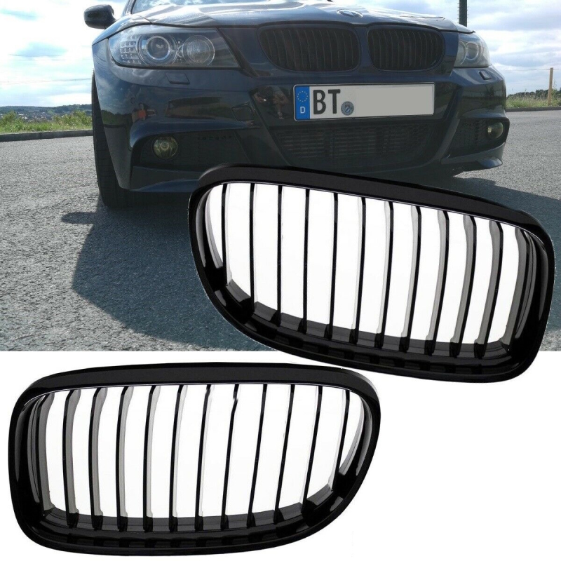 Performance Kidney Front Grille Set Black Gloss +fits on BMW E90 E91 LCI 08-11