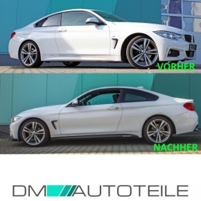 Performance Seitenschweller Ansätze + Folie für BMW 4er F32 / F33 / F36 mit M-Paket in Schwarz Matt mit ABE