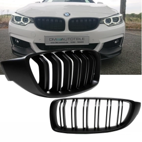 Set Front Grille Dual Slat Matt black fits on BMW...