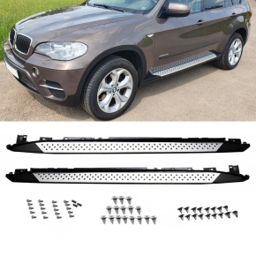 Set Running Boards Side Steps Skirts Aluminium+Accessoires fits on BMW X5 E70