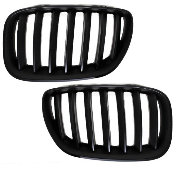 Set Of 2 Matte Black Grilles For BMW X5 E53 Facelift 2003-2007 – Front Kidney Grills LCI + M