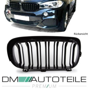 Doppelsteg-Kühlergrill für BMW X5 F15 und X6 F16 in Schwarz Glanz