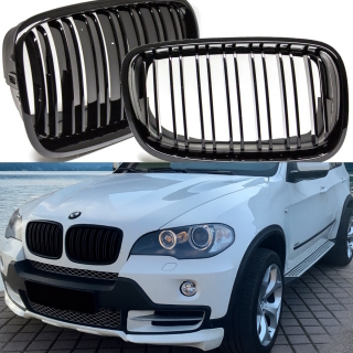 Sport-Performance Doppelsteg-Kühlergrill für BMW X5 E70 und BMW X6 E71 / E72 in Schwarz Glanz