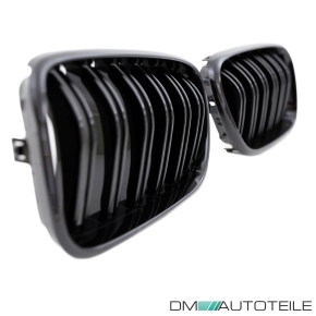 Set Dual Slat Kidney Front Grille Black Gloss fits on BMW X3 F25 up 2010-2014