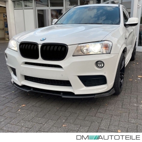 Sport-Performance Doppelsteg-Kühlergrill SET für BMW X3 F25 Vorfacelift in Schwarz Glanz