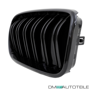 Sport-Performance Doppelsteg-Kühlergrill SET für BMW X3 F25 Vorfacelift in Schwarz Glanz