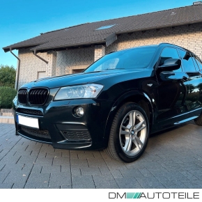 Sport-Performance Doppelsteg-Kühlergrill SET für BMW X3 F25 Vorfacelift in Schwarz Glanz