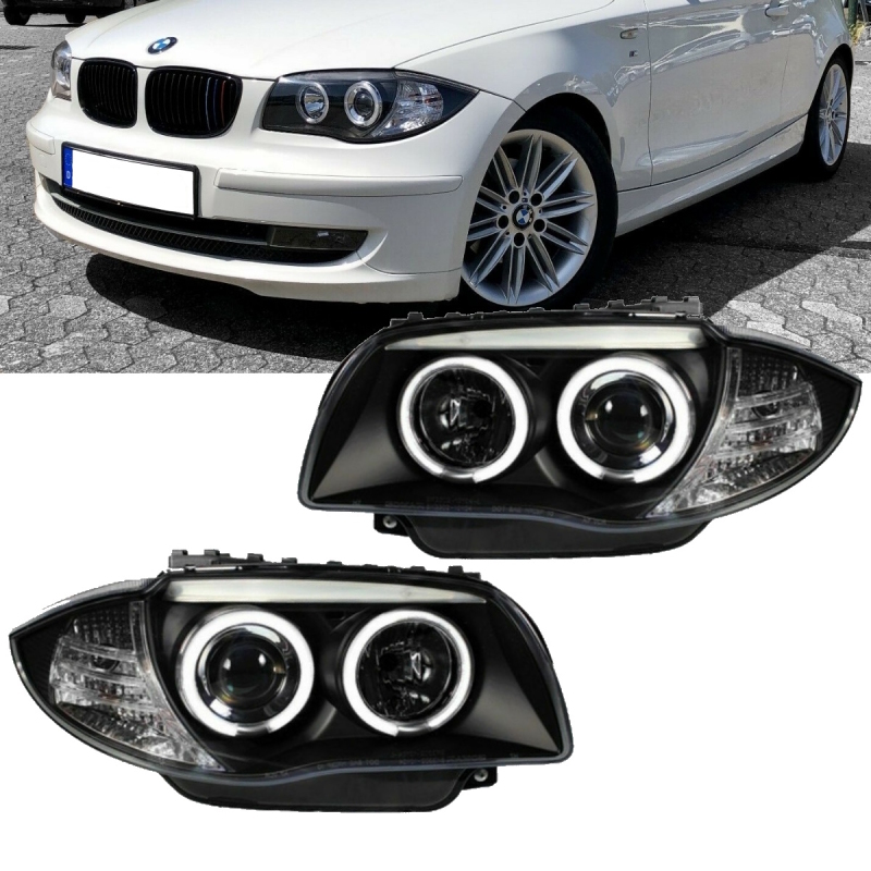Set CCFL headlights black 04-11 fits on BMW 1-Series E81 E87 E82 E88 up 2004 only LHD