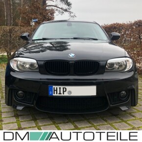 Sport Frontstoßstange / Frontschürze vorne für BMW E81 / E82 / E87 / E88 auch für M-Paket mit Nebelscheinwerfer in Klarglas Schwarz / Smoke und ABE