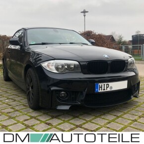 Sport Frontstoßstange / Frontschürze vorne für BMW E81 / E82 / E87 / E88 auch für M-Paket mit Nebelscheinwerfer in Klarglas Schwarz / Smoke und ABE