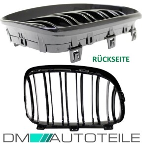 Doppelsteg-Kühlergrill für BMW E81 / E82 / E87 / E88 Facelift auch für M-Paket in Schwarz Glanz