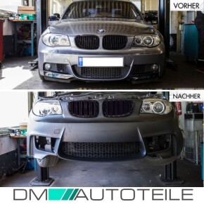 Doppelsteg-Kühlergrill für BMW E81 / E82 / E87 / E88 Facelift auch für M-Paket in Schwarz Glanz