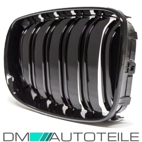 Kühlergrill Doppelsteg für BMW E81 E82 E87 E87 Facelift auch M Schwarz Glanz Set