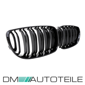 Kühlergrill Doppelsteg für BMW E81 E82 E87 E87 Facelift auch M Schwarz Glanz Set