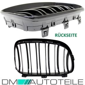 Kühlergrill Doppelsteg für BMW E81 E82 E87 E87 Facelift auch M Schwarz Glanz Set