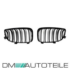 Kühlergrill Doppelsteg für BMW E81 E82 E87 E87 Facelift auch M Schwarz Glanz Set