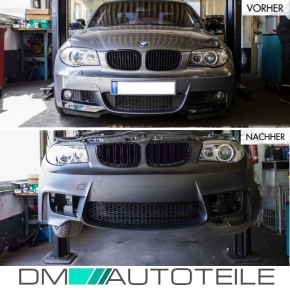Kühlergrill Doppelsteg für BMW E81 E82 E87 E87 Facelift auch M Schwarz Glanz Set