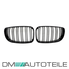 Kühlergrill Doppelsteg für BMW E81 E82 E87 E87 Facelift auch M Schwarz Glanz Set