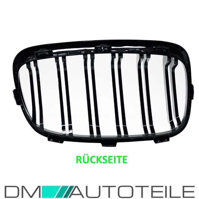 2x Dual Slat Front Grille black gloss painted fits on BMW 1-series