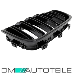 Doppelsteg-Kühlergrill für BMW 1er F20 / F21 Vorfacelift in Schwarz Glanz