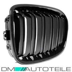 Doppelsteg-Kühlergrill für BMW 1er F20 / F21 Vorfacelift in Schwarz Glanz