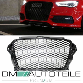 Set Badgeless Front Grille Grille Honeycomb Black Gloss +fogs cover fits Audi A3 8V 12-16 S-line